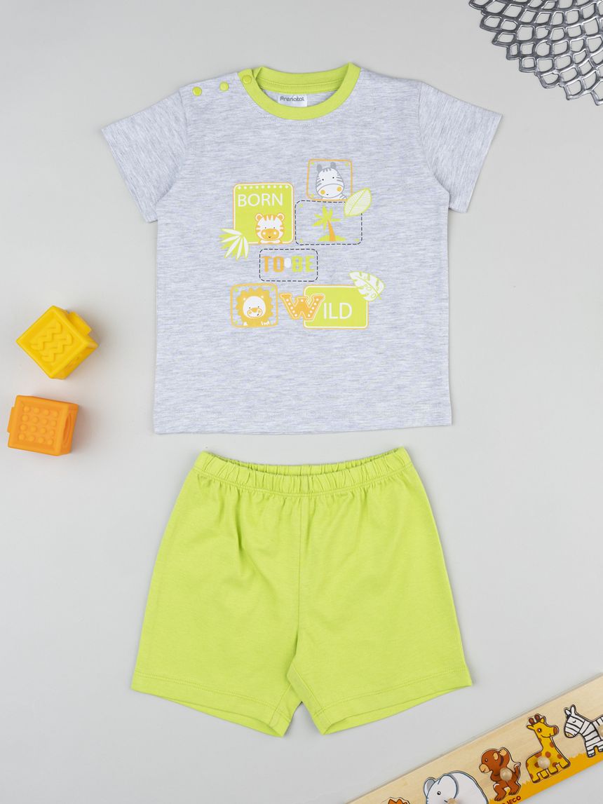 Pigiama bimbo grigio/verde