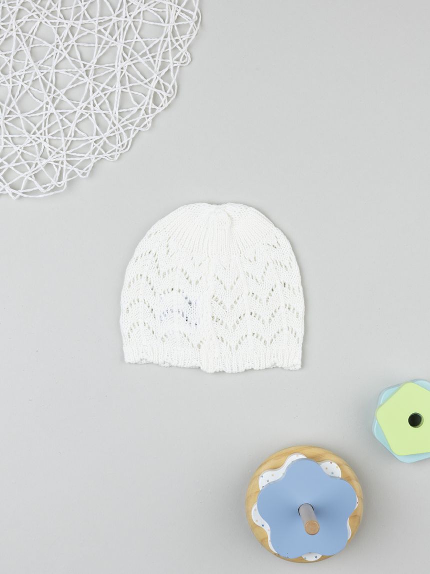 Berretto bianco traforato neonata