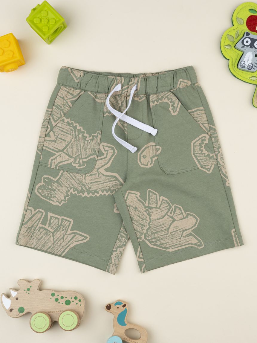 Shorts bimbo verdi stampa dinosauri