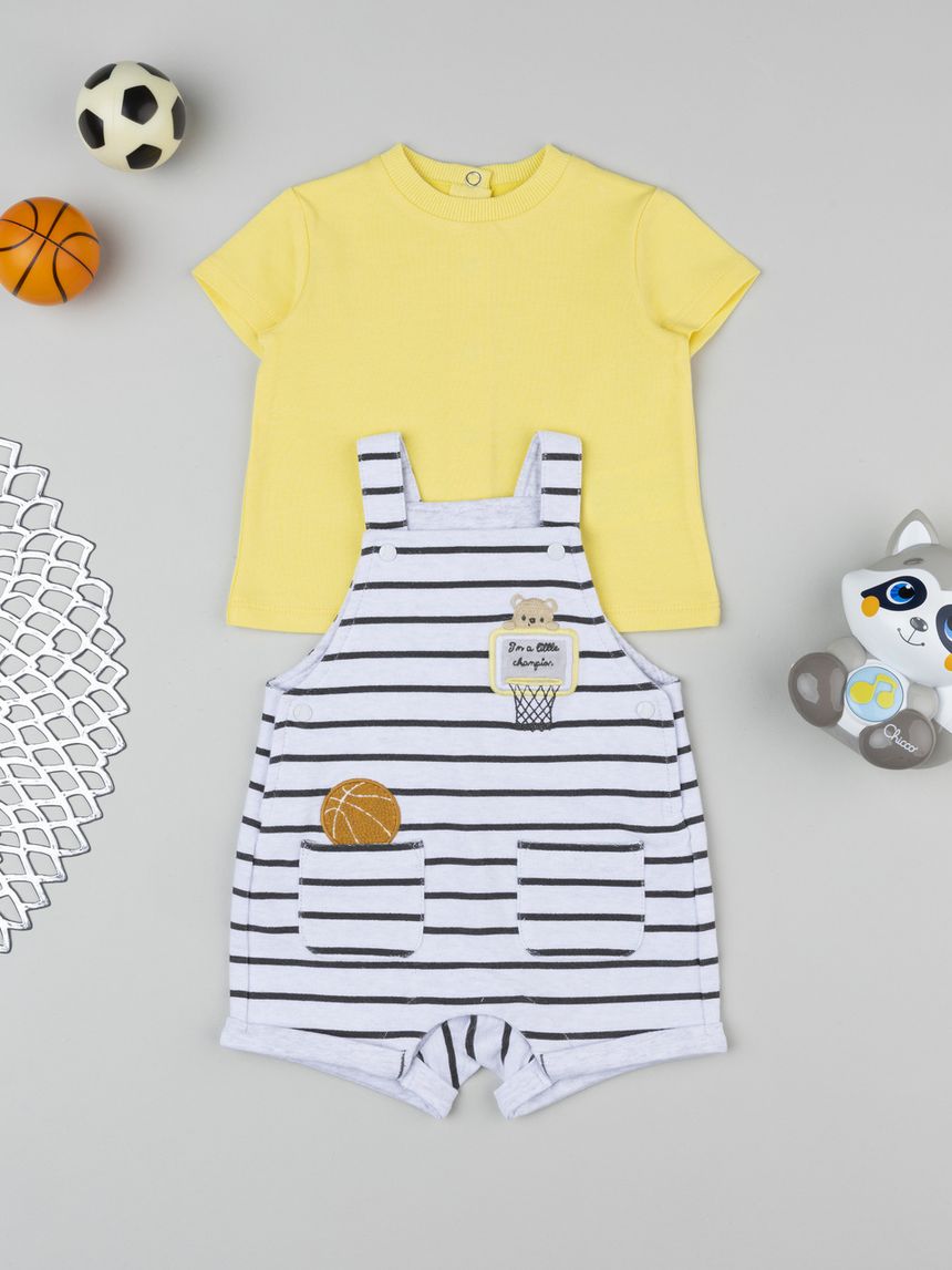 Completo salopette bimbo basket