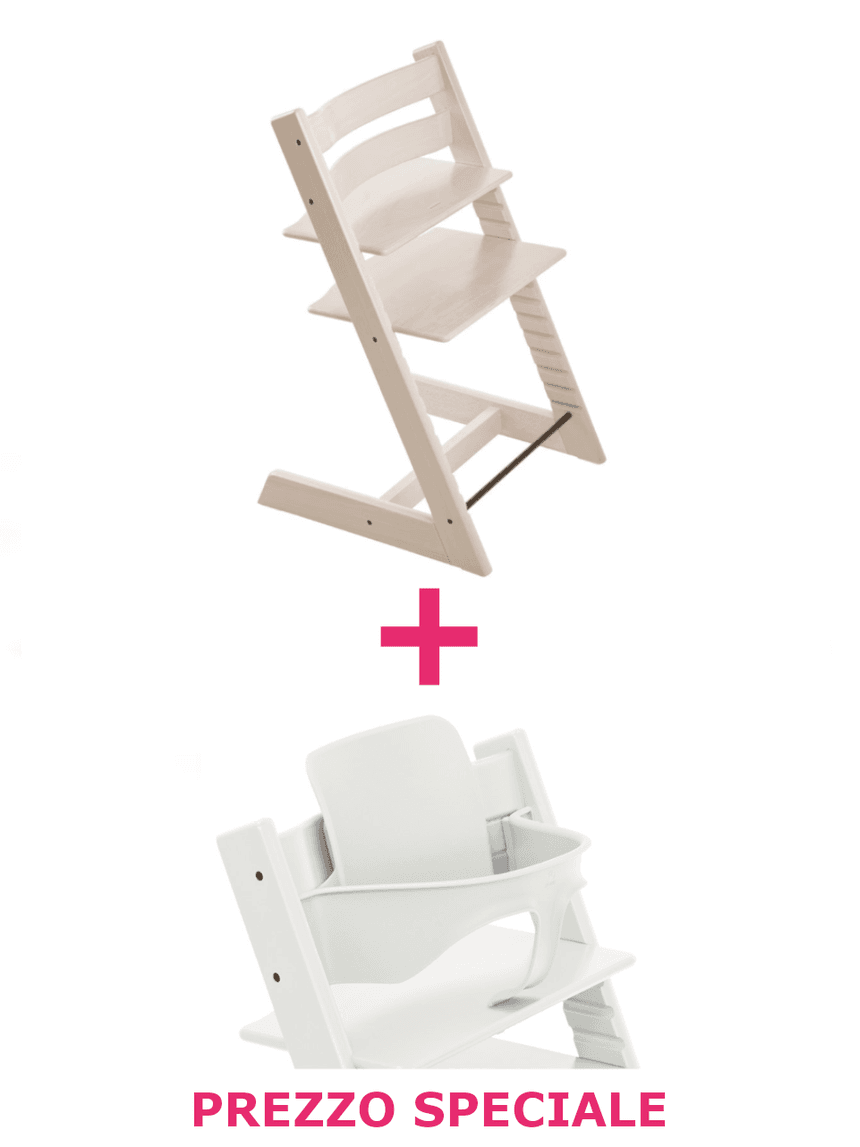 Tripp trapp® sbiancato + babyset bianco – personalizzabile – stokke®