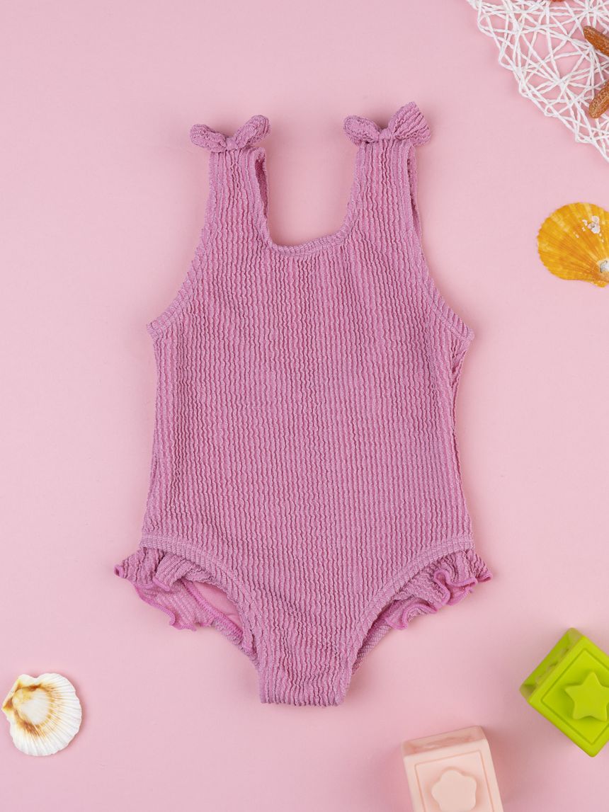 Costume intero bimba rosa con lurex