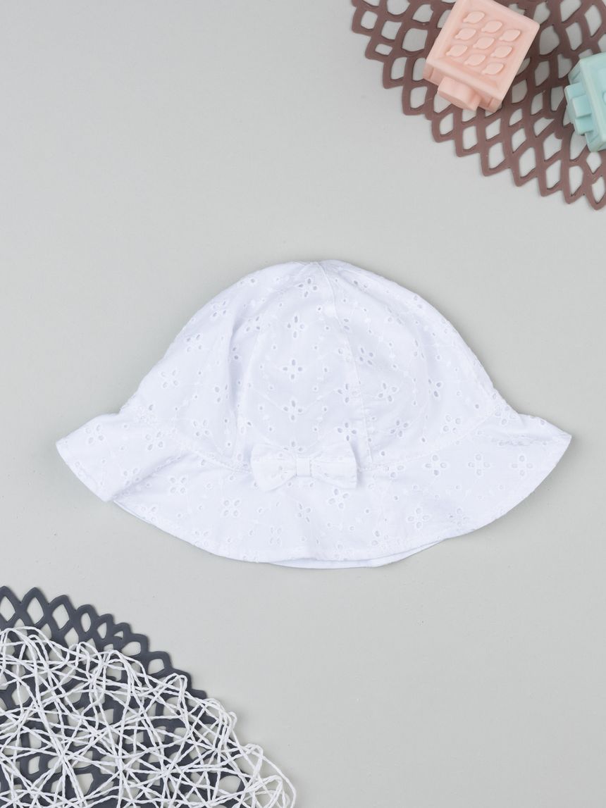 Cappello pescatori bianco sangallo bimba
