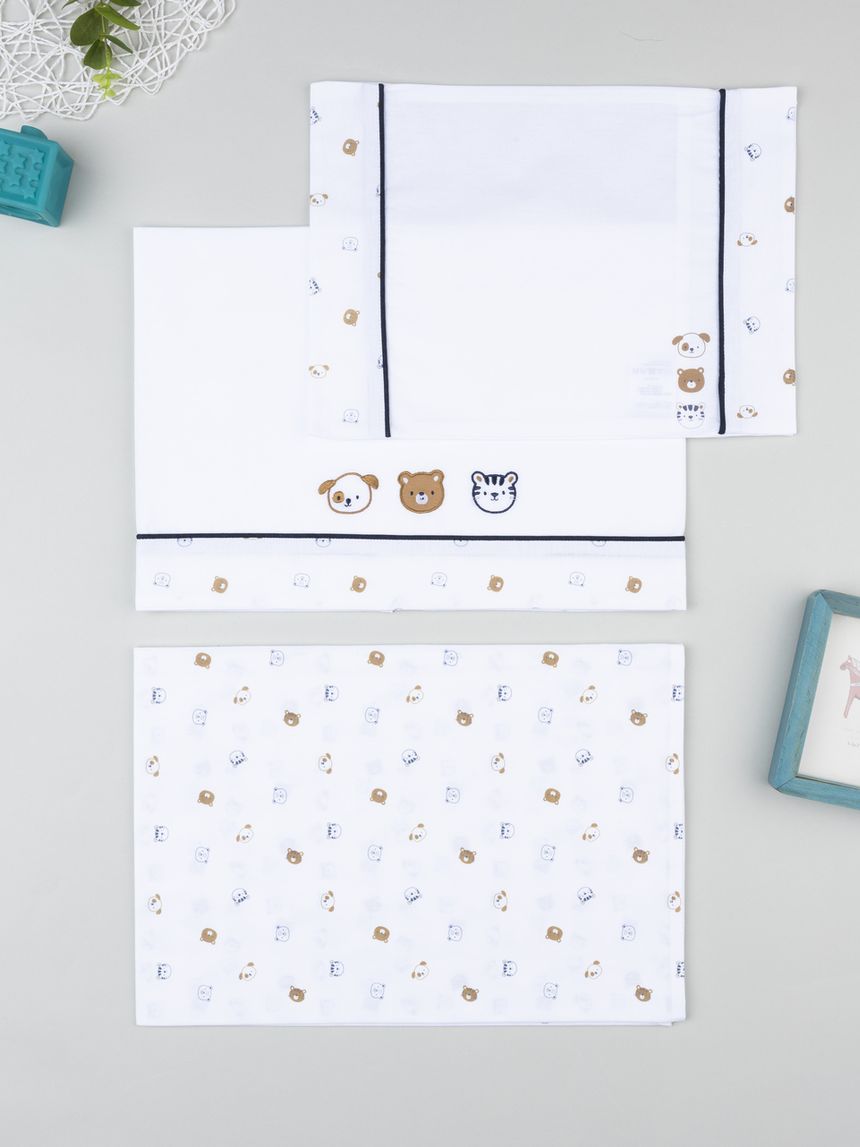 Completo 3 pz culla/carrozzina animaletti