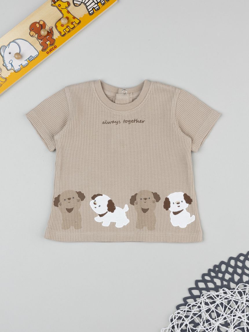 T-shirt bimbo marrone cagnolini