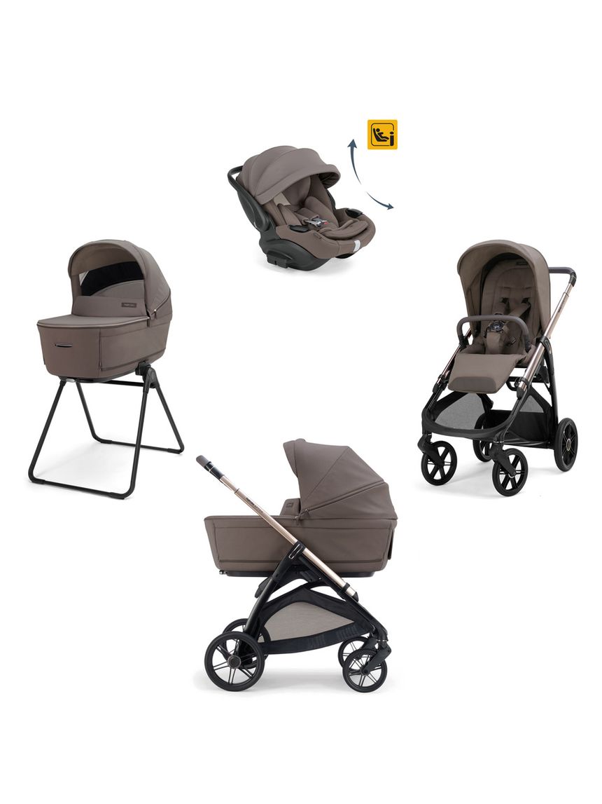 Aptica system quattro - essence mokka con telaio palladio e seggiolino auto darwin infant recline evo - inglesina