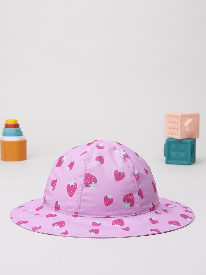 Cappello mare bimba rosa fragole