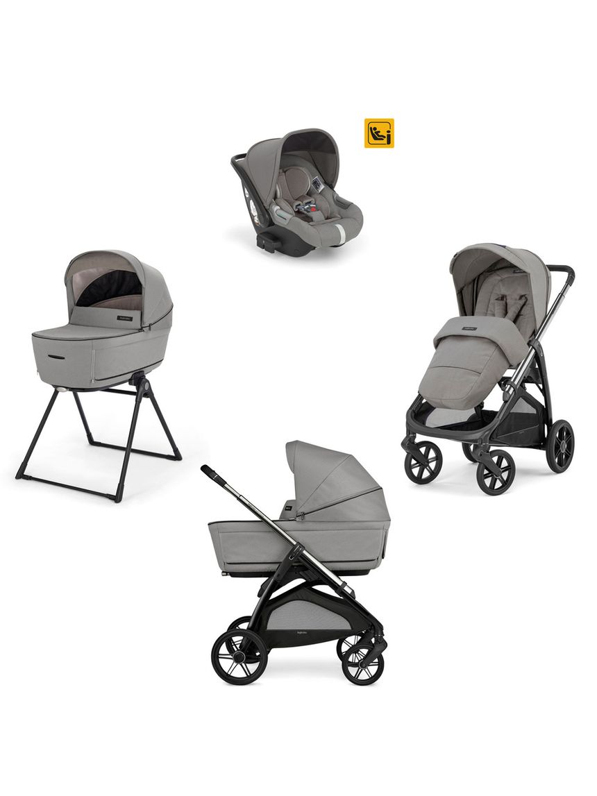 Sistema modulare aptica system quattro - platinum grey con telaio litio e seggiolino auto darwin infant - inglesina