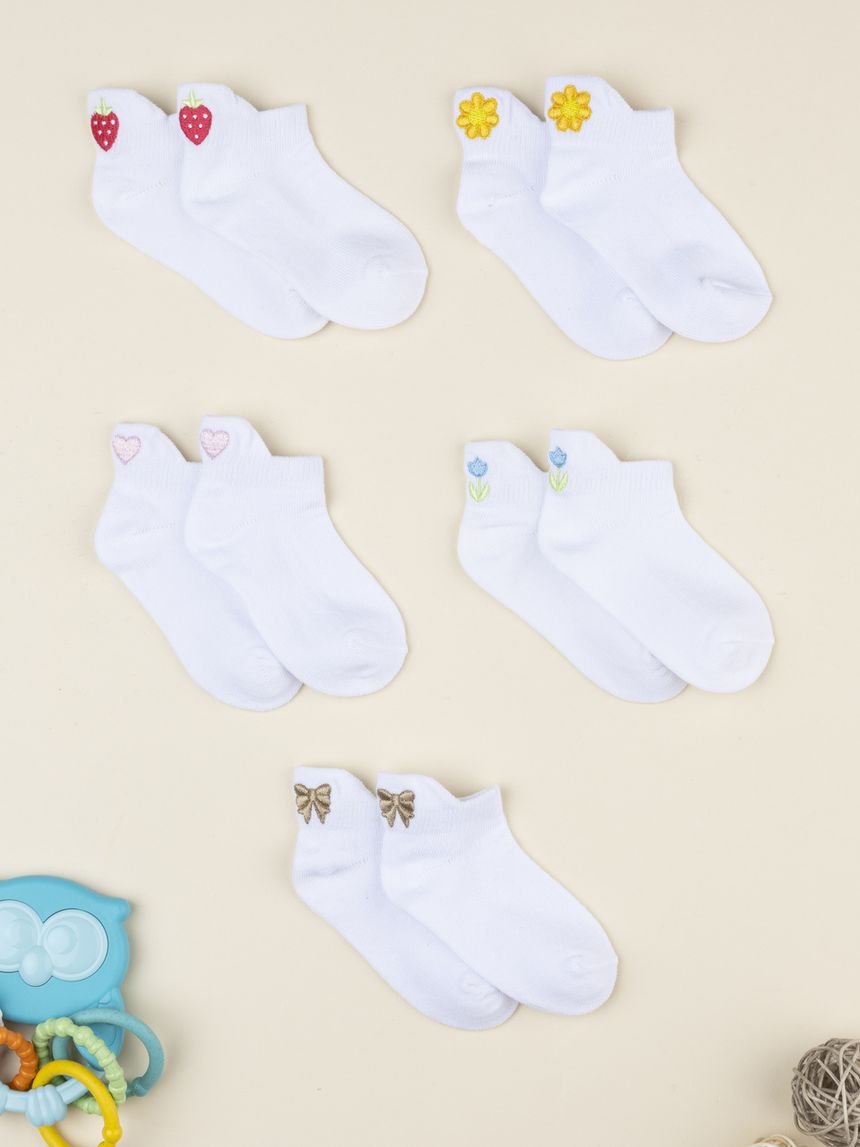Pack 5 calze corte bimba bianche