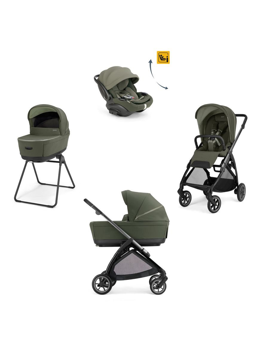 Electa system quattro - loft green con telaio iron e seggiolino auto darwin infant recline evo - inglesina