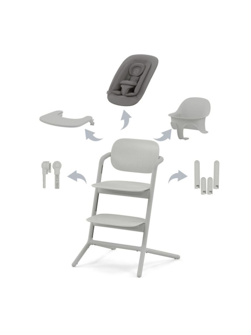 Lemo 4in1 sedia evolutiva con sdraietta e accessori pappa - suede grey - cybex gold