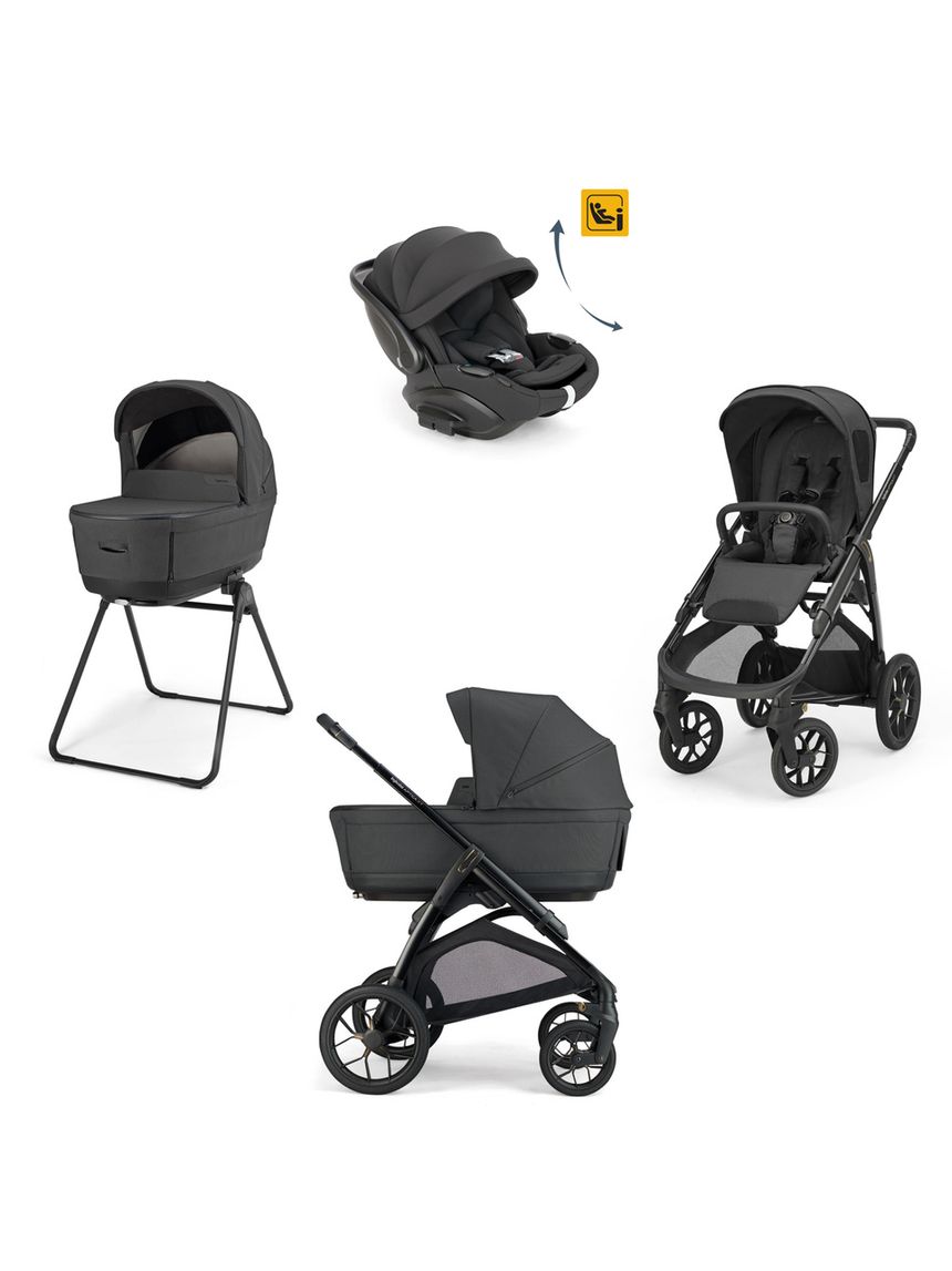 Aptica xt system quattro - magnet grey con telaio black e seggiolino auto darwin infant recline evo - inglesina