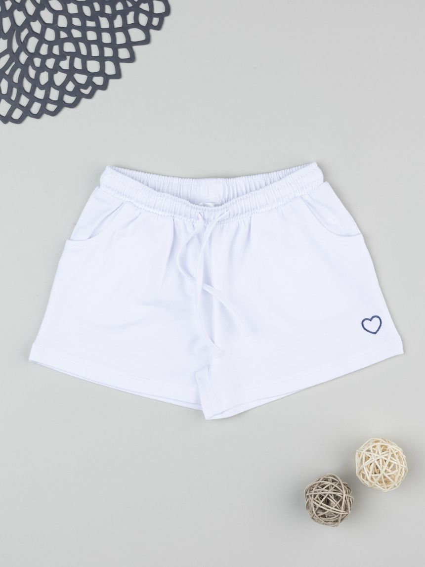 Shorts bimba bianco cuore