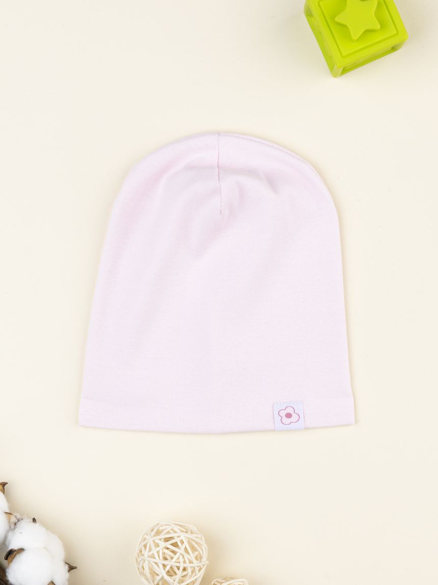 Berretto bambina rosa patch fiore