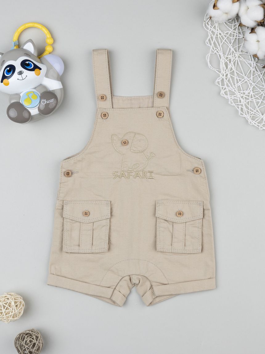 Salopette bimbo beige con tasche