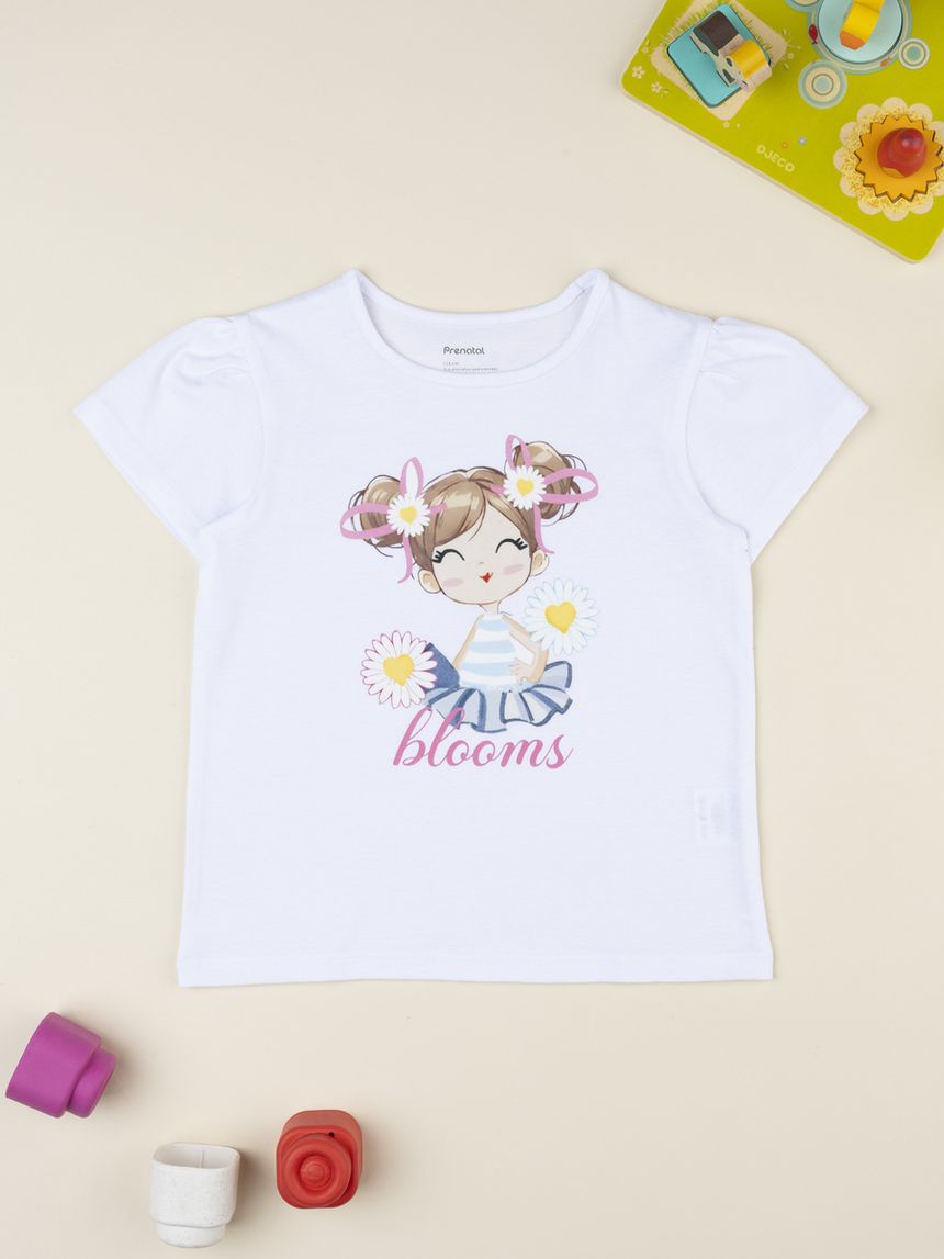 T-shirt bimba bianca stampata