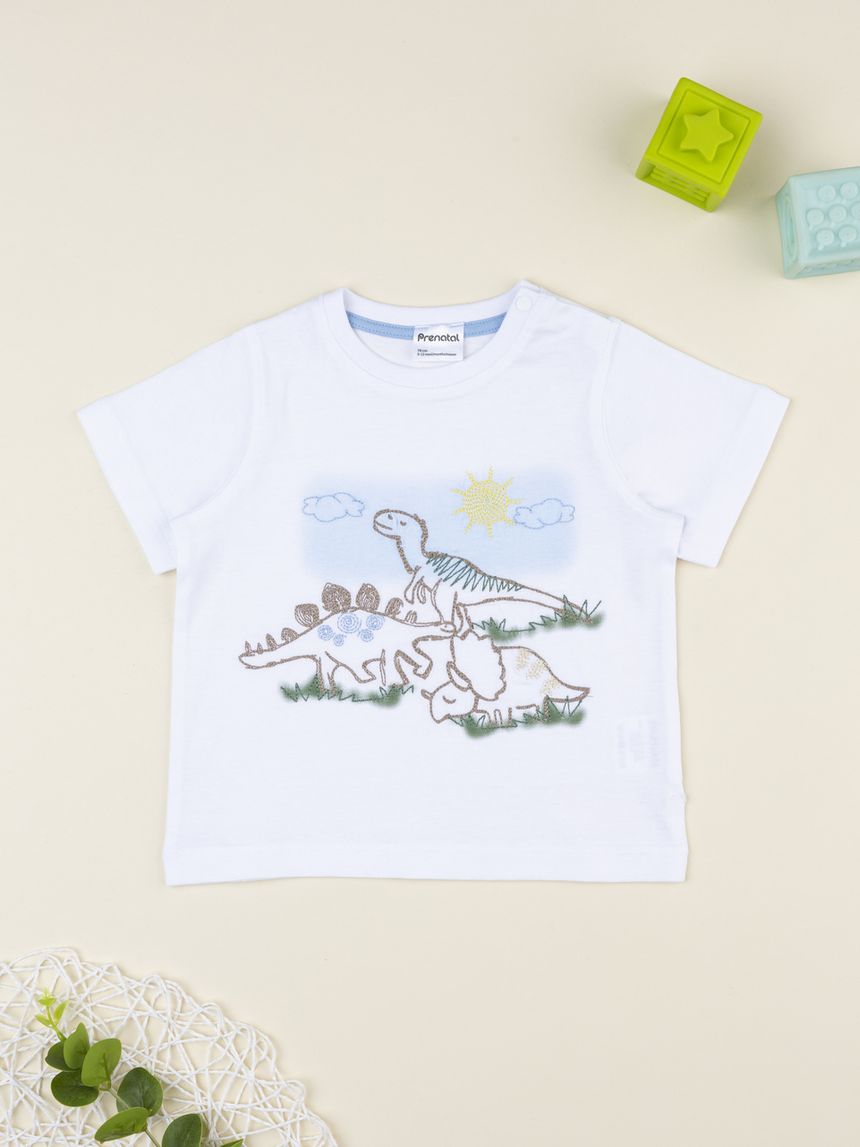 T-shirt bimbo dinosauri ricamati