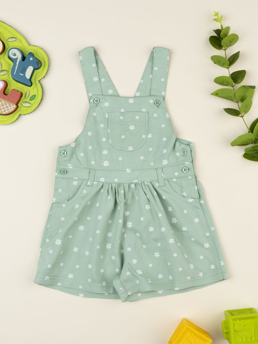 Salopette bimba verde margherite
