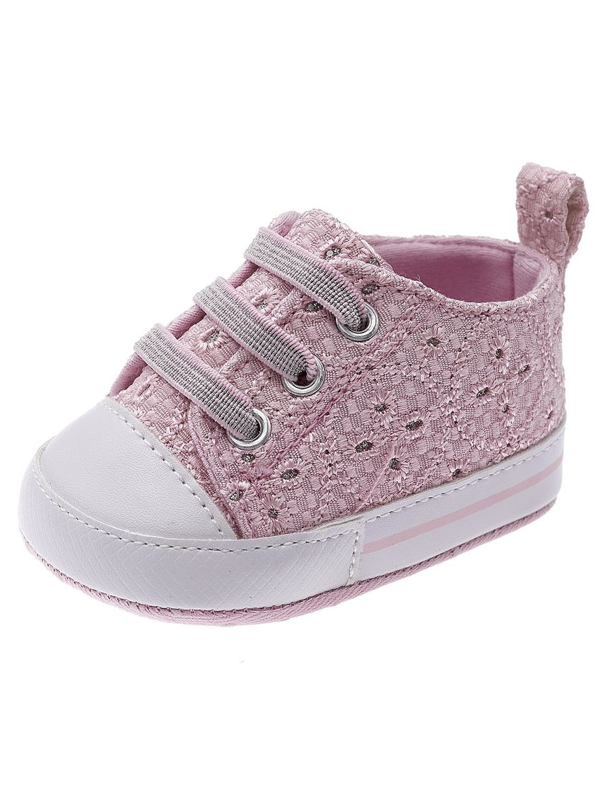 Sneaker neonato con stringhe elasticizzate