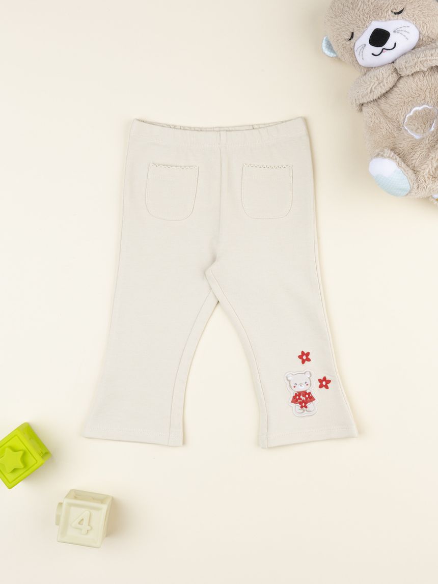 Pantaloni zampa beige bimba