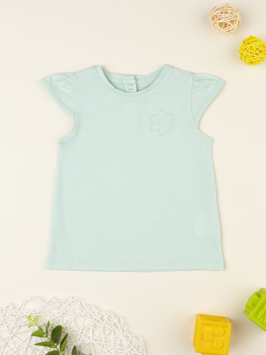 T-shirt bimba verde maniche ad aletta