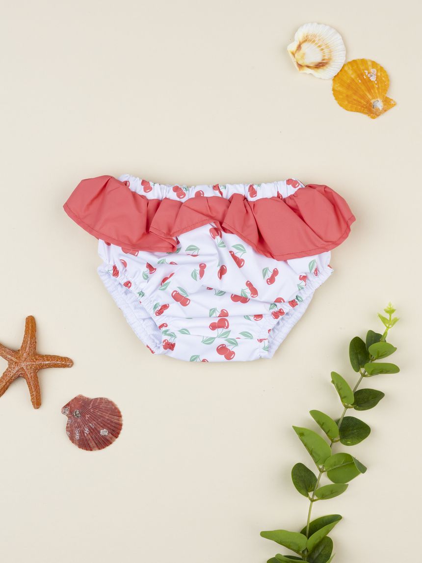 Costume slip bimba rosso/bianco rouches