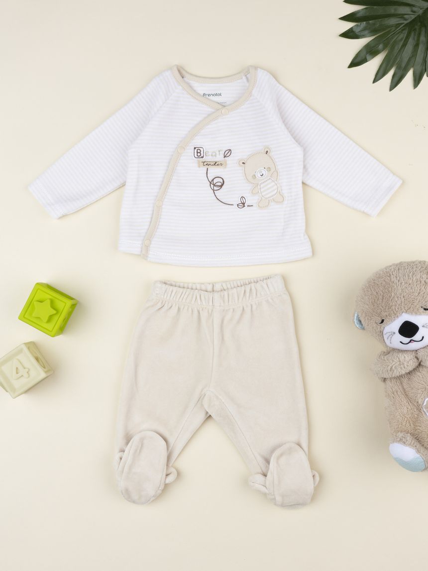 Completo ciniglia neonato top kimono e ghette