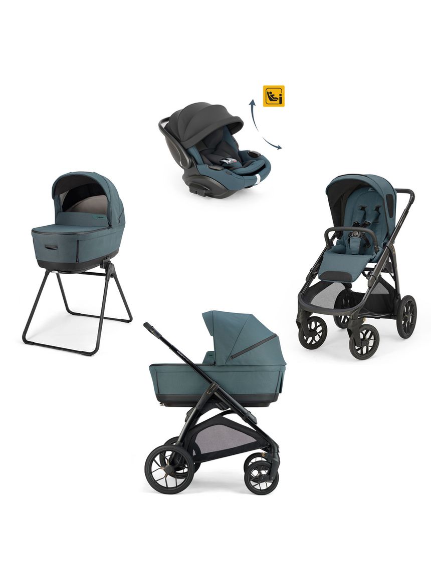 Aptica xt system quattro - himalaya blue con telaio black e seggiolino auto darwin infant recline evo - inglesina