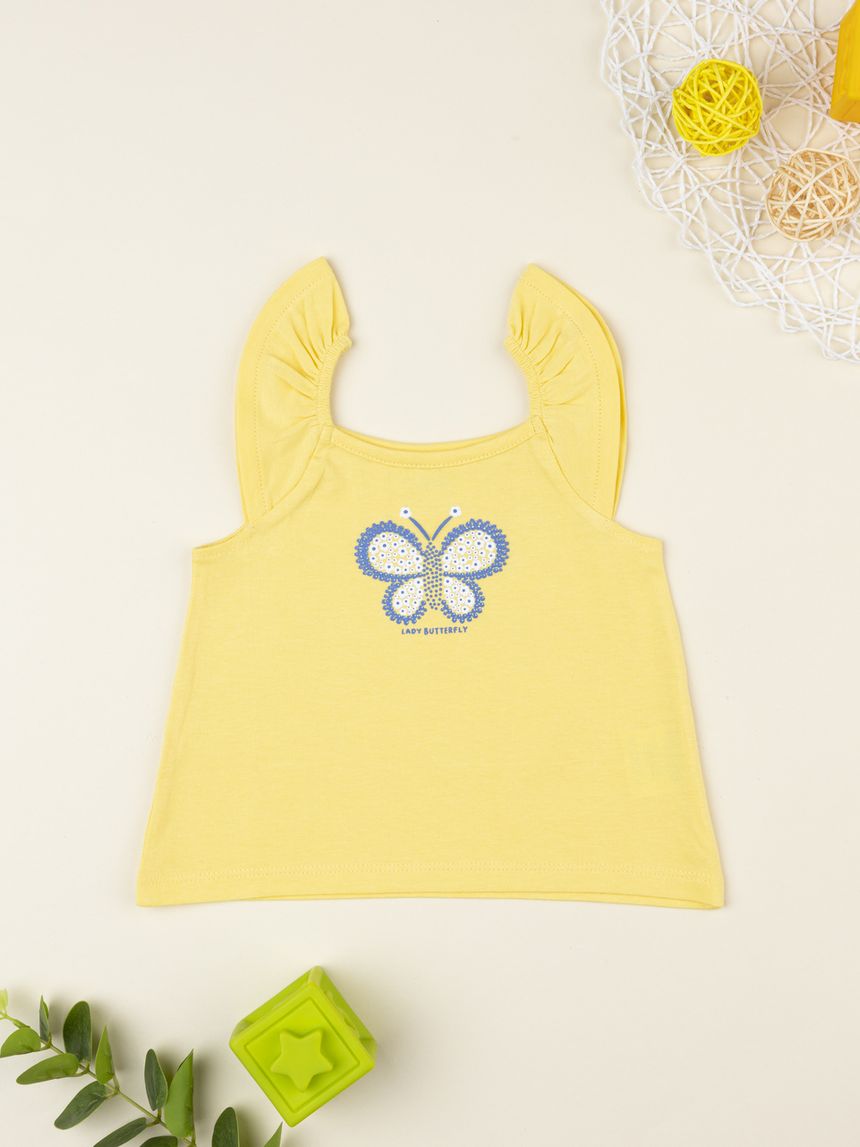 Canotta gialla bimba farfalla