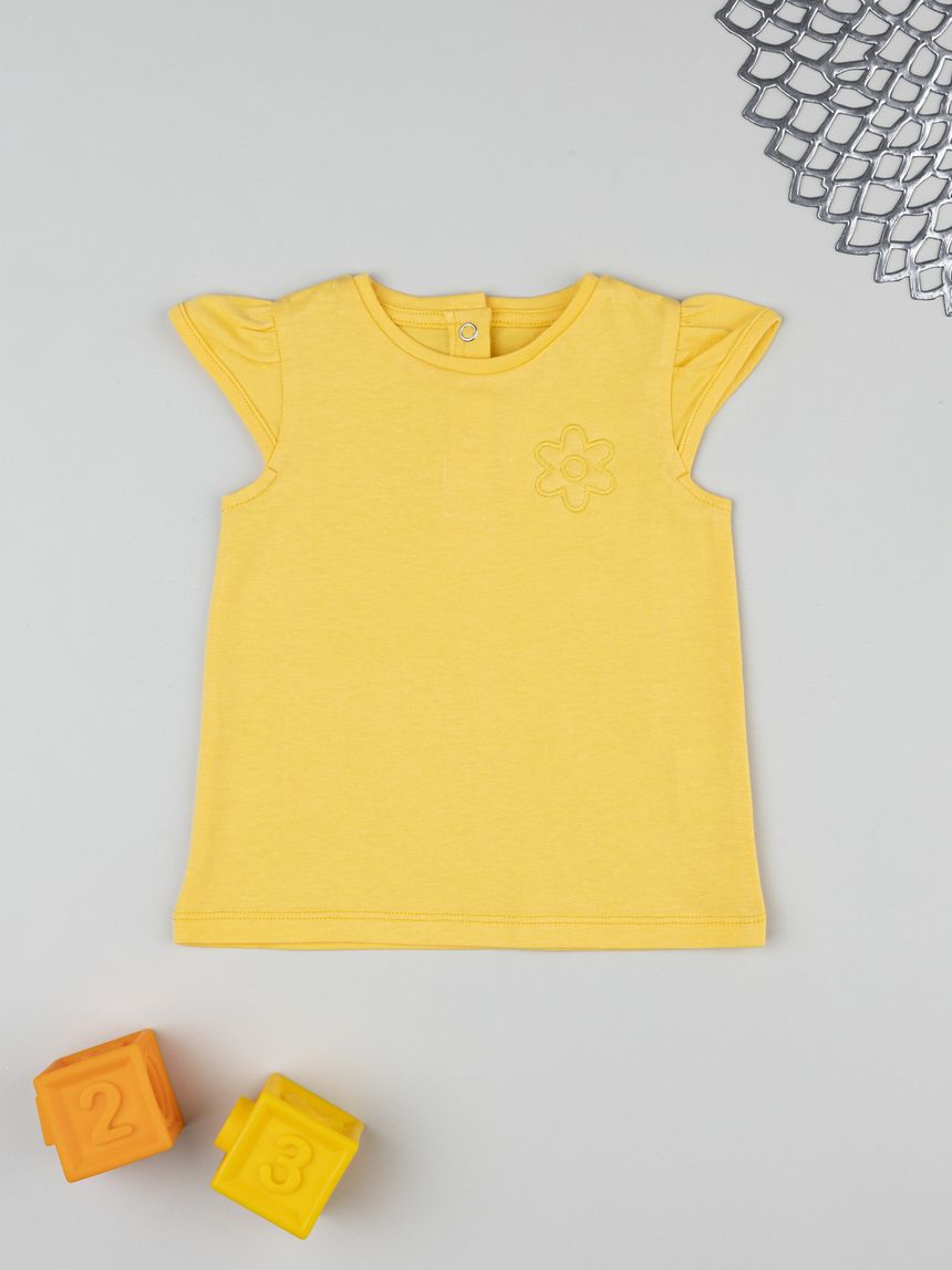 T-shirt bimba gialla maniche ad aletta
