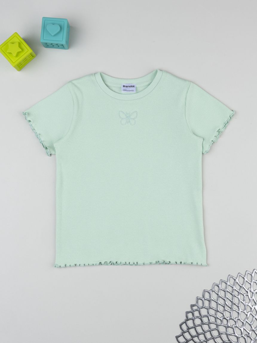 T-shirt bimba verde mezza manica