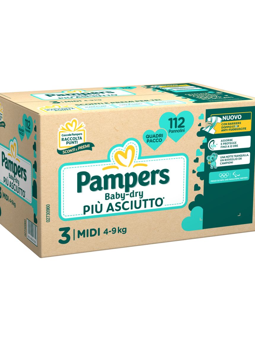 Pannolino quadri pacco baby dry midi x112 taglia 3 4-9 kg - pampers