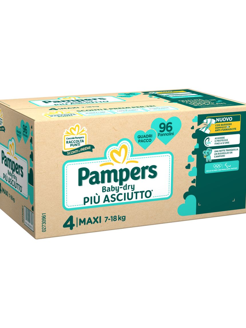 Pannolino quadri pacco baby dry maxi x96 taglia 4 7-18 kg - pampers