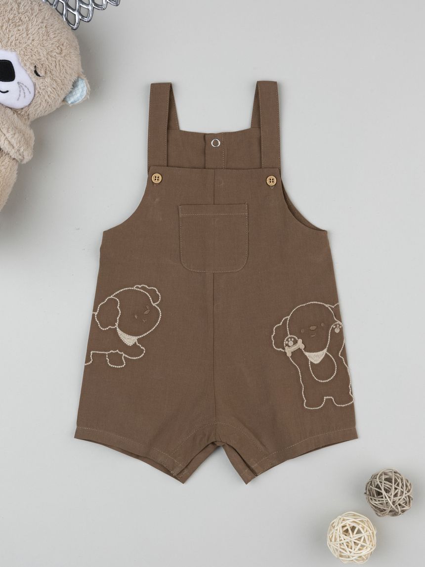 Salopette bimbo marrone con ricami