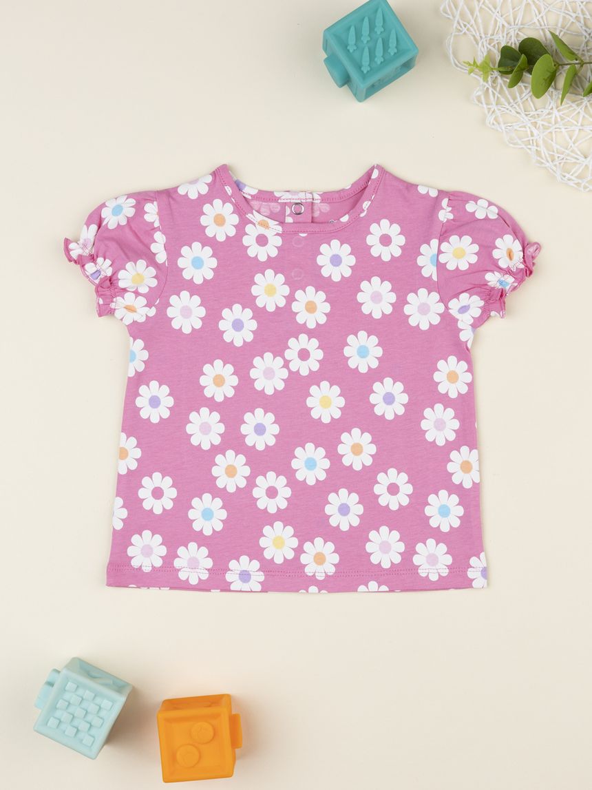 T-shirt rosa bimba margherite