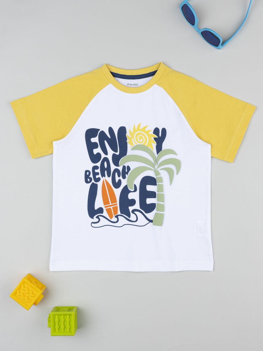 T-shirt bimbo bianca/gialla