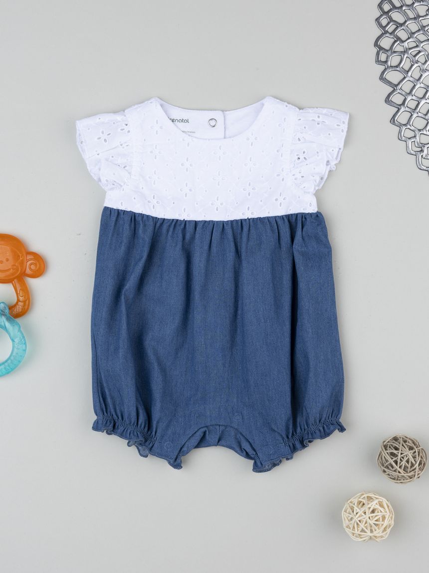 Pagliaccetto bimba blu/bianco denim