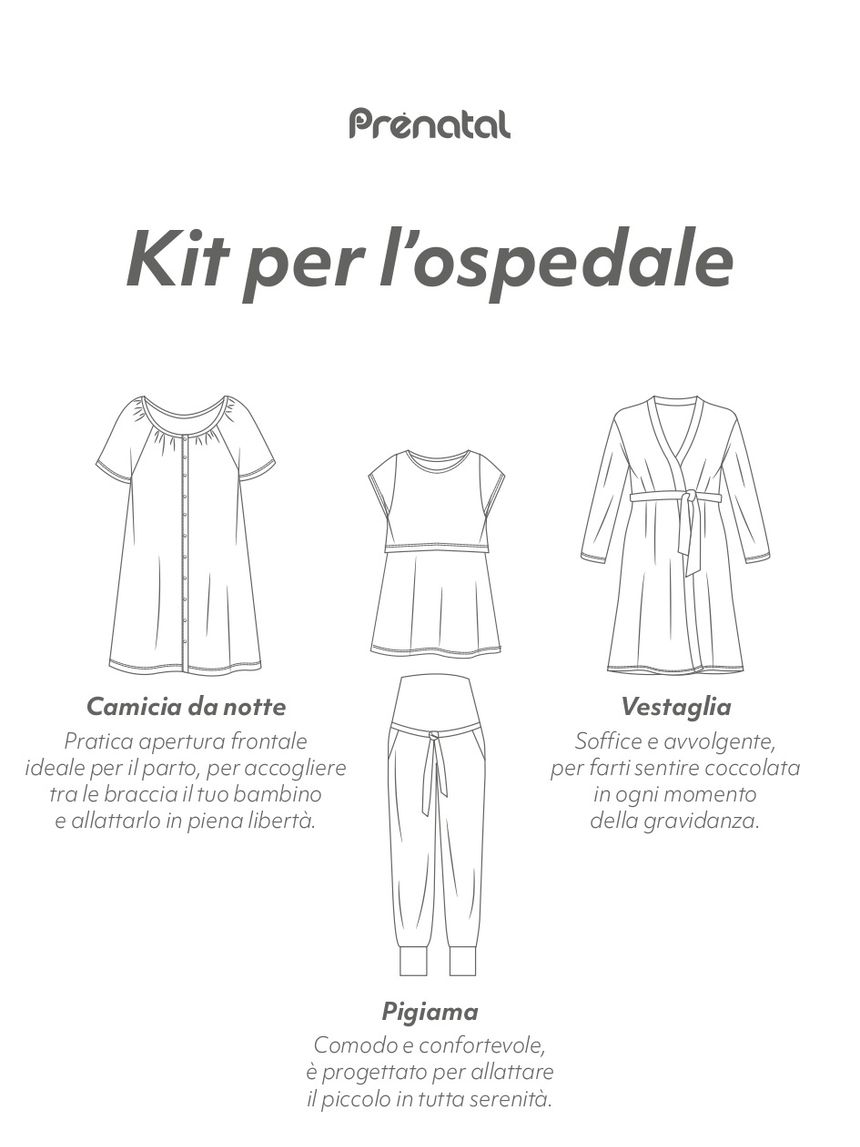 Kit abbigliamento ospedale: pigiama + camicia + vestaglia