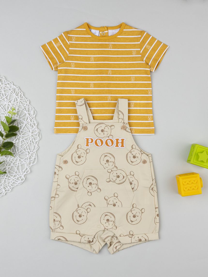 Completo salopette giallo bimbo winnie the pooh