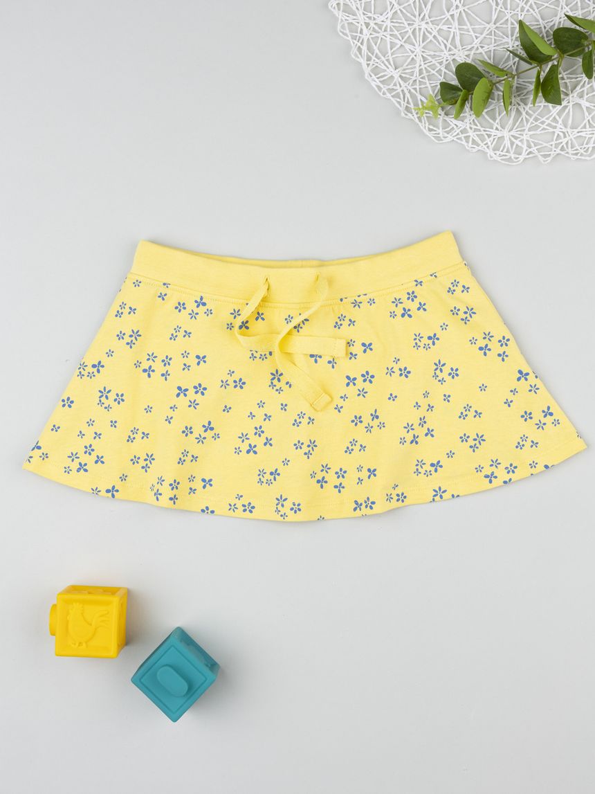 Gonna pantalone bambina gialla fiori allover