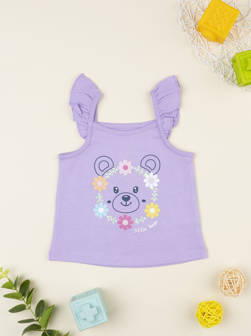 Canotta bimba lilla orsetto