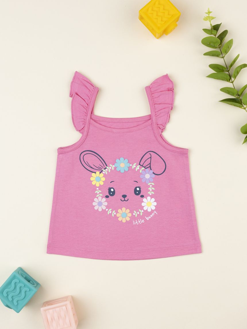 Canotta bimba rosa coniglietto