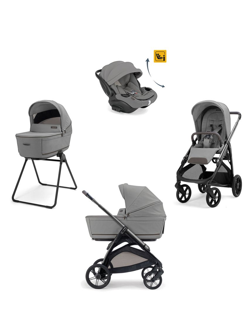 Aptica system quattro - crystal grey con telaio litio e seggiolino auto darwin infant recline evo - inglesina
