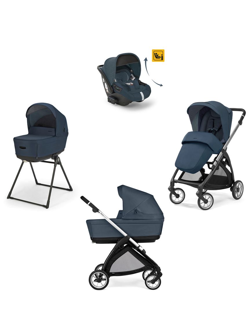 Electa system quattro colore hudson blue con telaio silver black e seggiolino darwin infant recline - inglesina