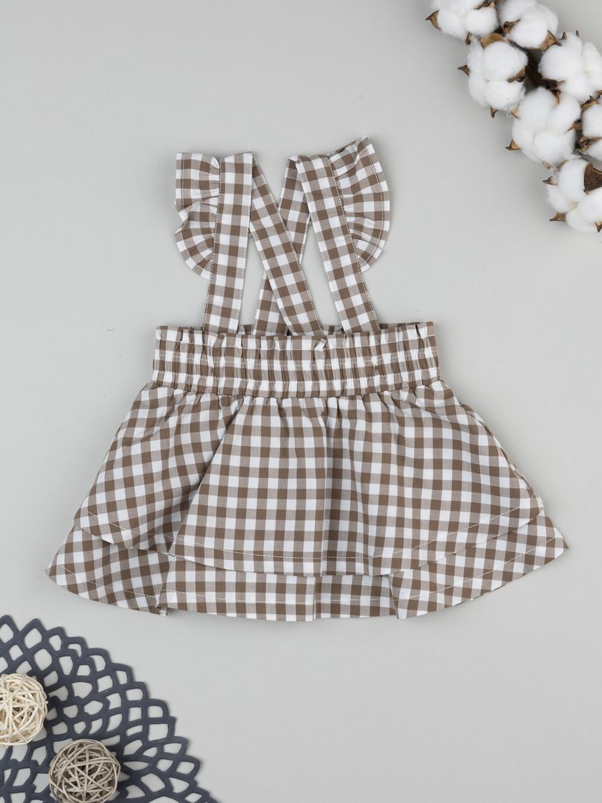 Vestito bimba vichy marrone