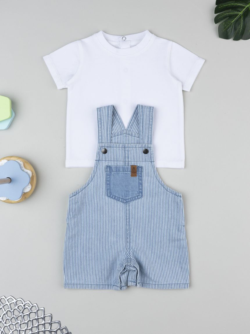 Completo salopette denim bimbo