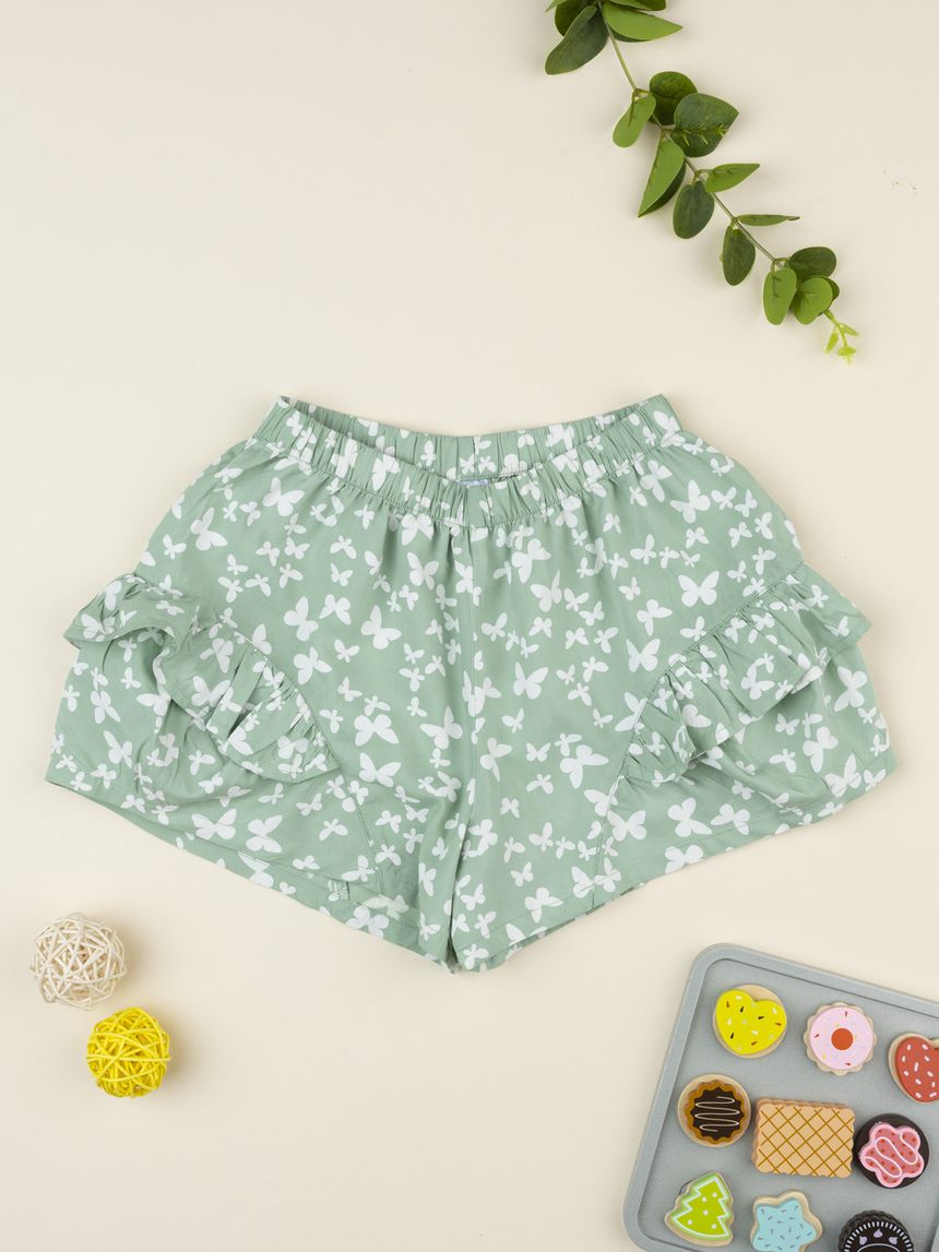 Shorts bambina verdi farfalle