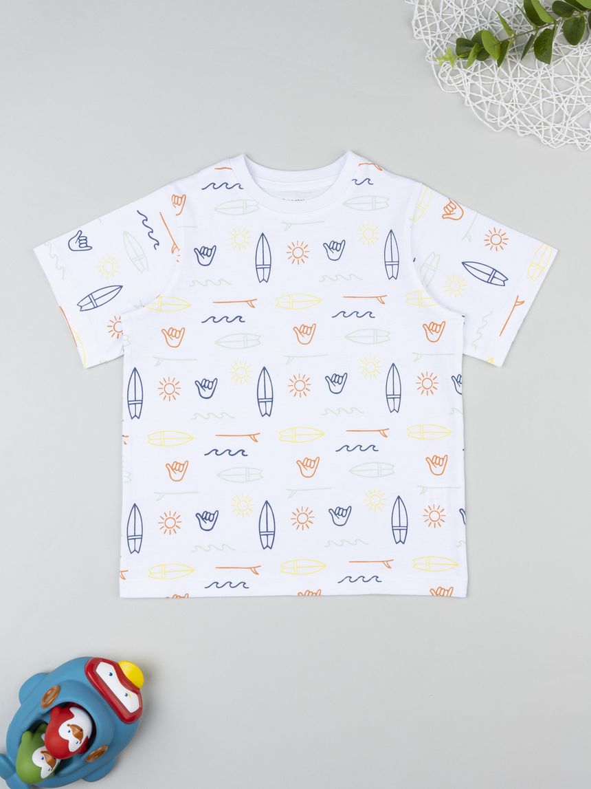 T-shirt bambino bianca surf