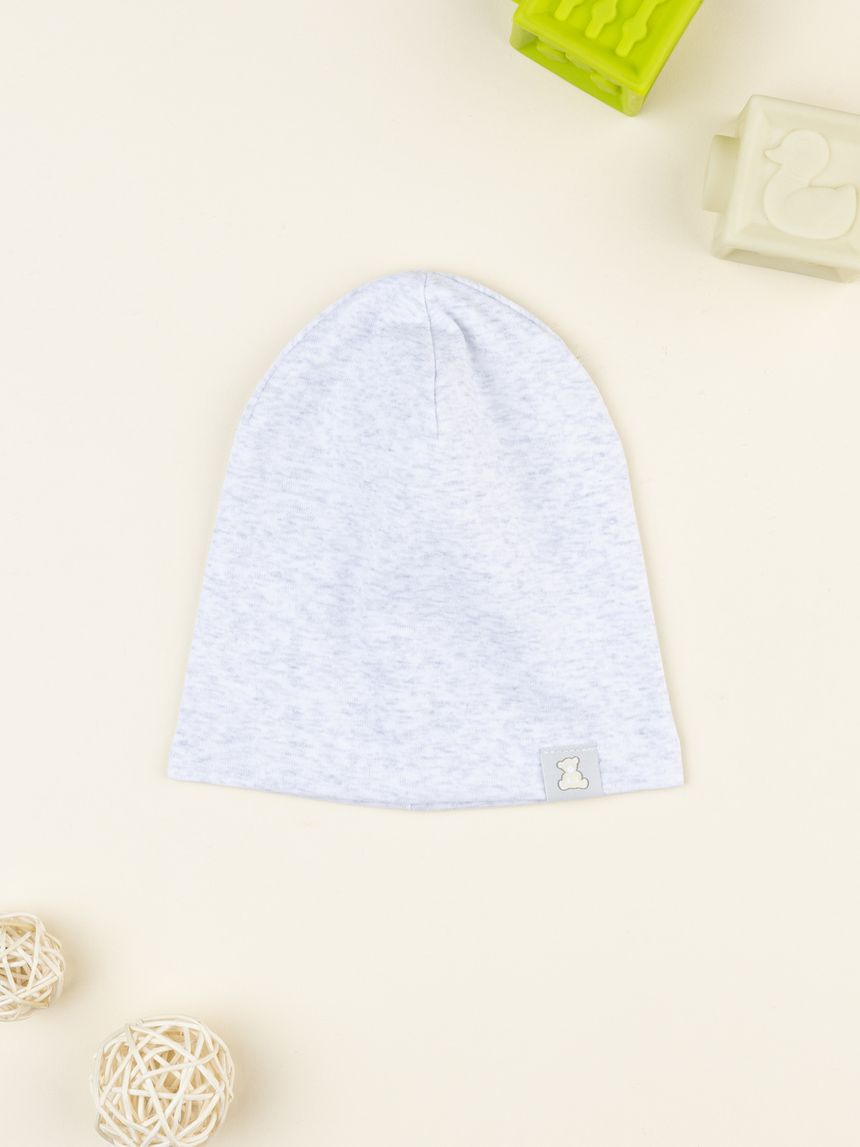 Berretto bambino grigio patch orso