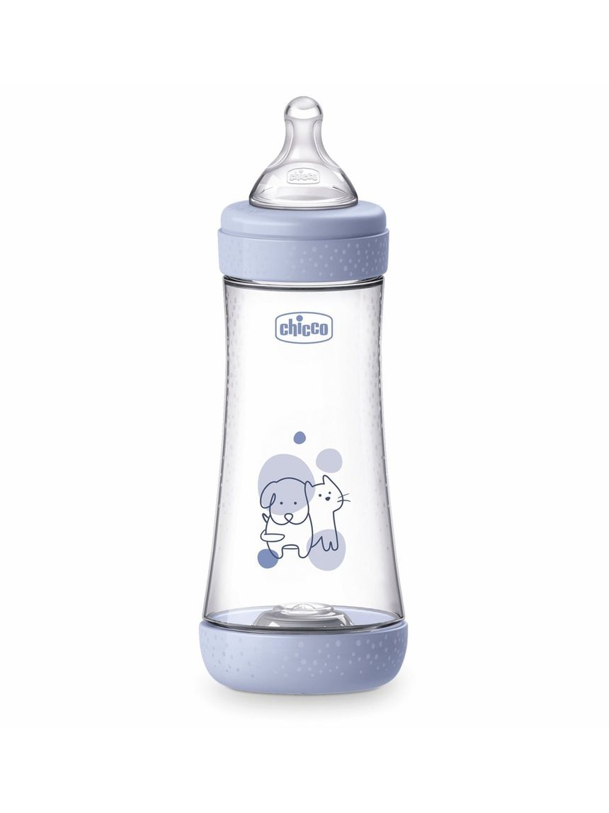 Biberon perfect5 azzurro 300ml in silicone 3 fori - chicco